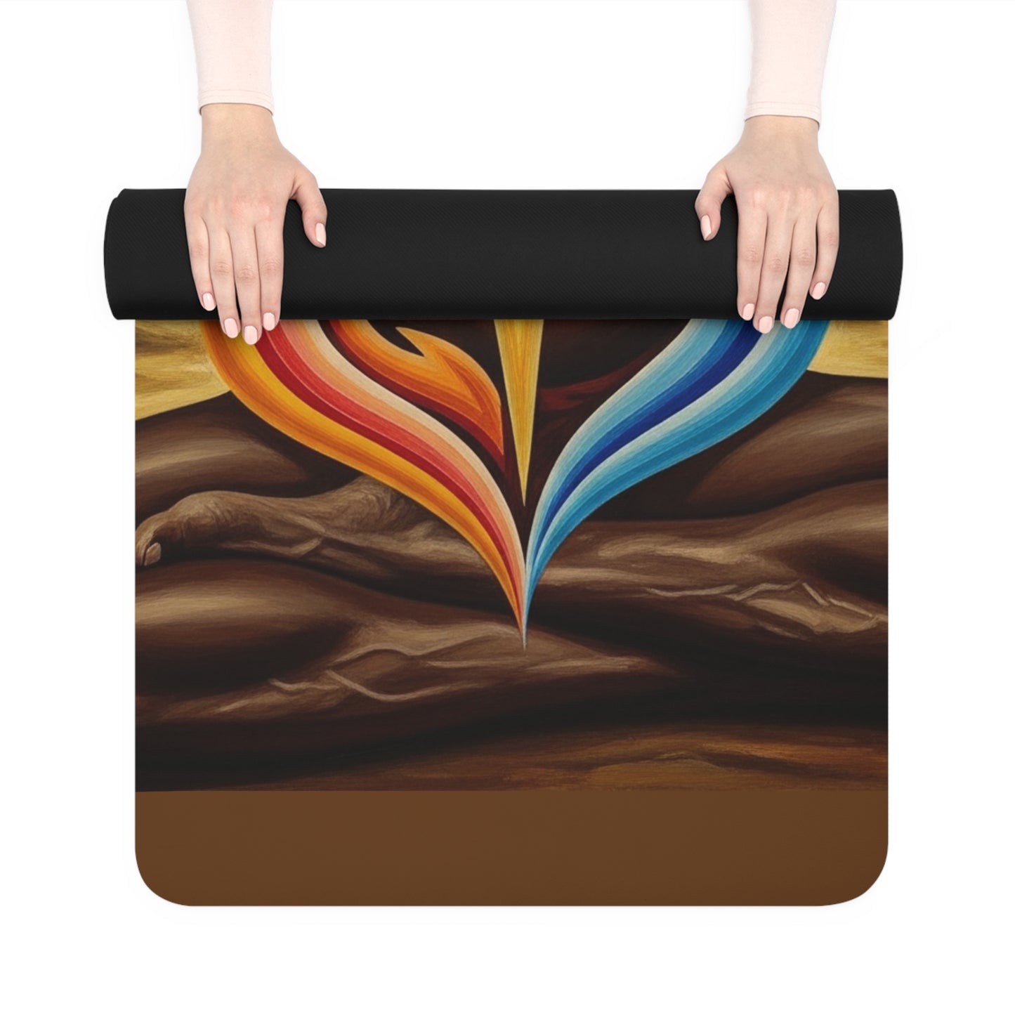 Meditative Rubber Yoga Mat - Mindfulness, Wellness, Fitness, Home Decor, Unique Gift for Yoga Lovers