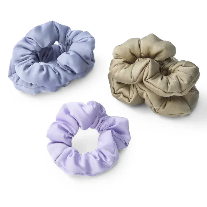 5 Pc Satin Pillow Scrunchie Set