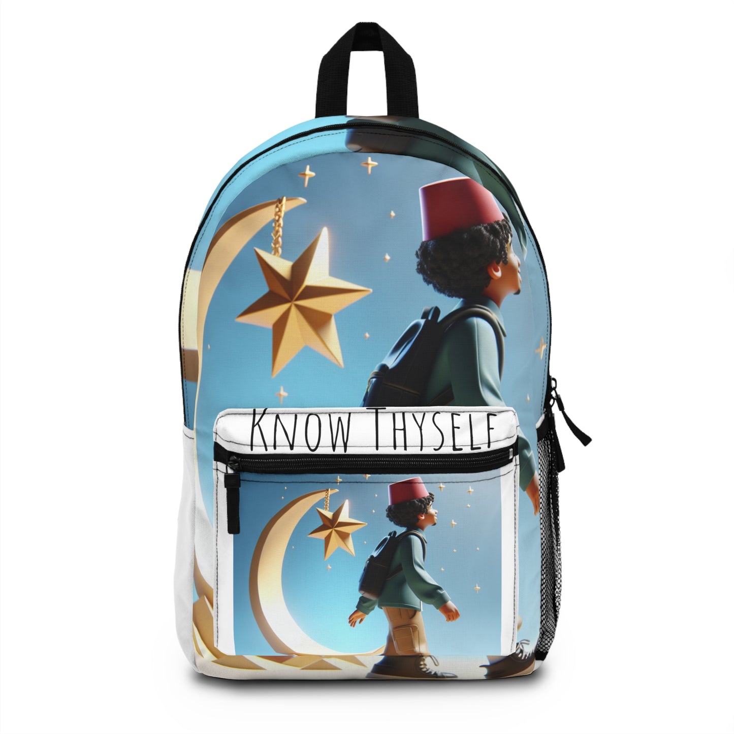 Inspirational Backpack for Kids, Motivational School Bag, Know Thyself Design, Travel Backpack, Unique Gift for Students