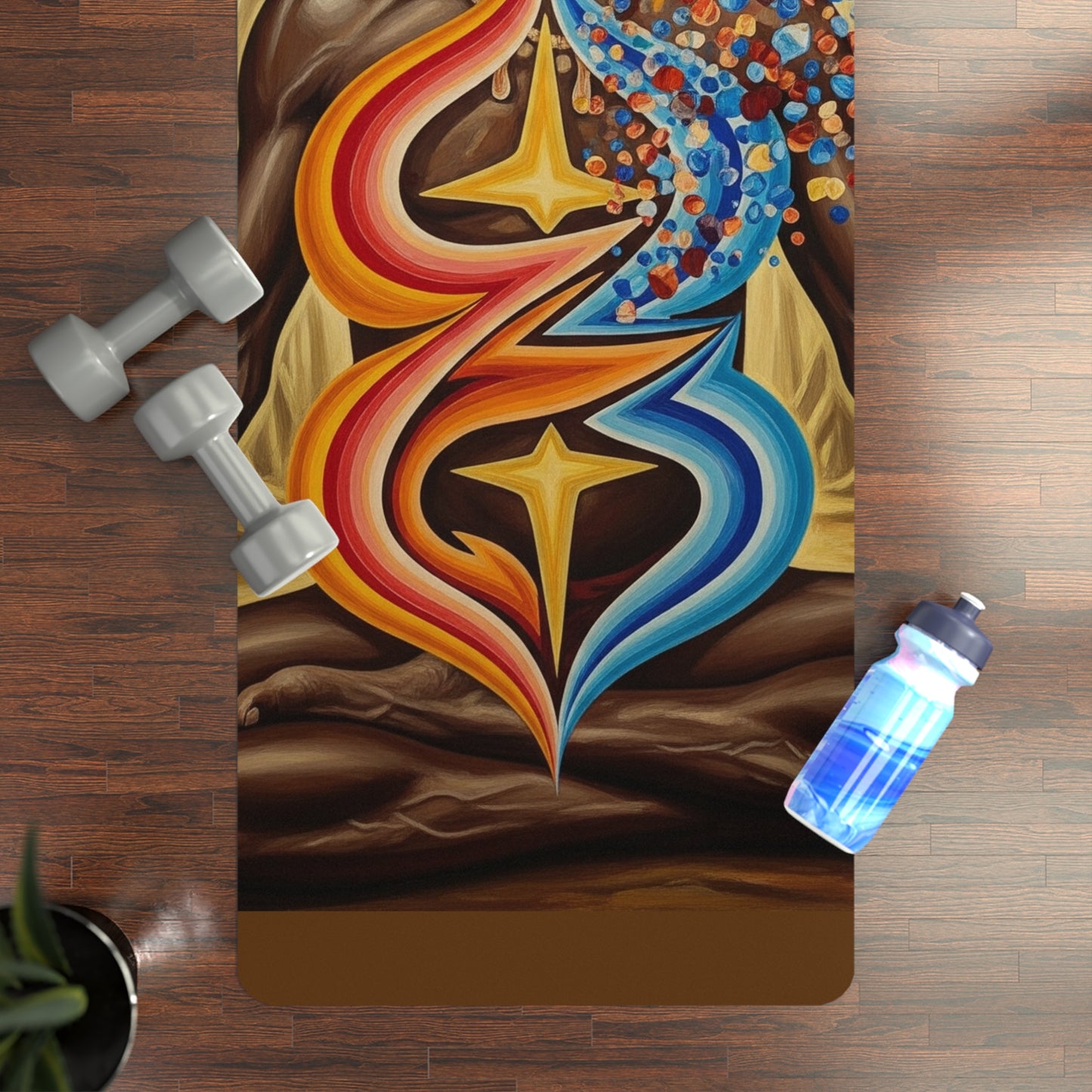 Meditative Rubber Yoga Mat - Mindfulness, Wellness, Fitness, Home Decor, Unique Gift for Yoga Lovers