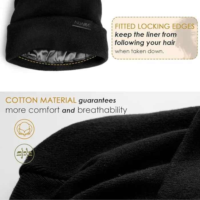 Satin Lined Winter Beanie Hat