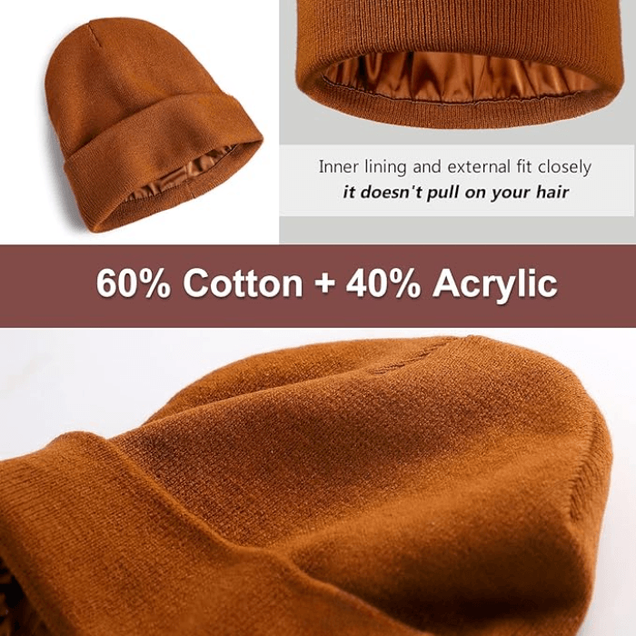 Satin Lined Winter Beanie Hat