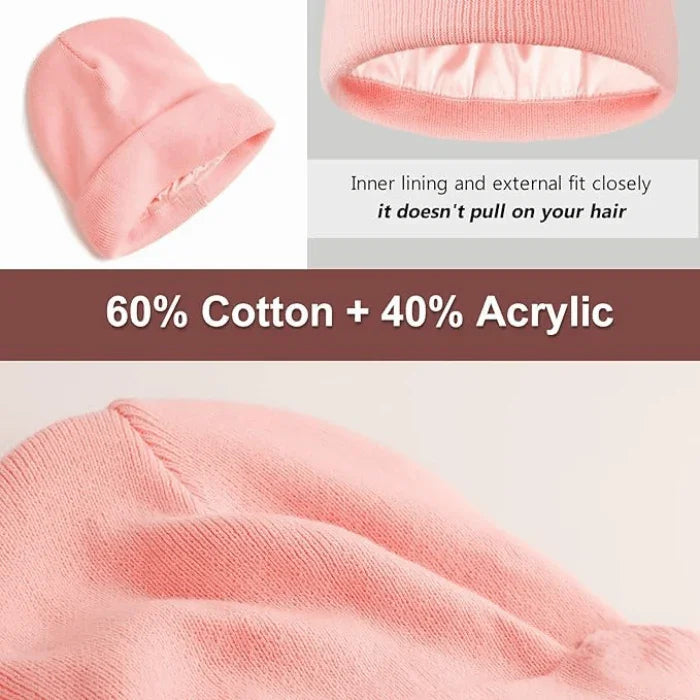 Satin Lined Winter Beanie Hat