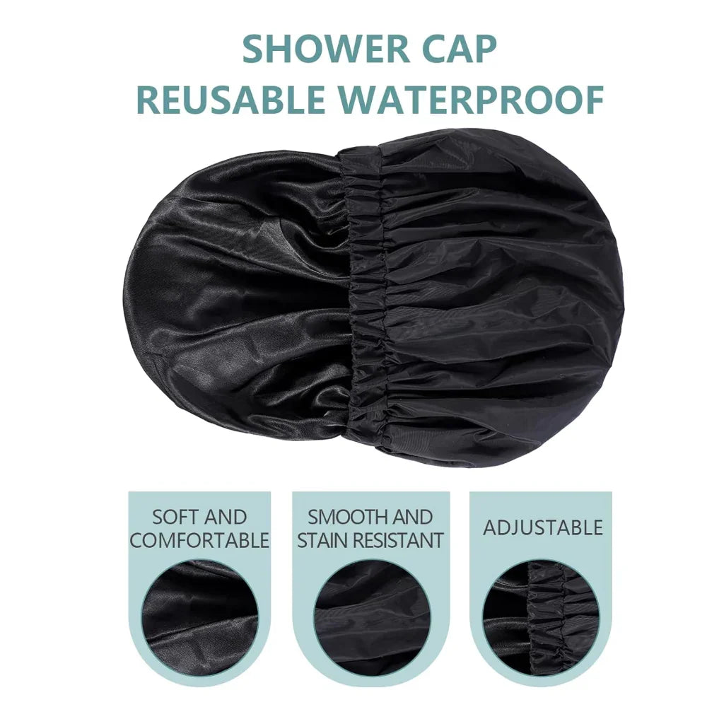 Satin Lined Reusable Shower Cap