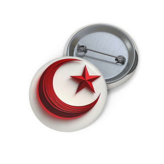Islamic Custom Pin Buttons, Peaceful Crescent Moon and Star Design, Muslim Gift, Religious Button Badge, Muslim Jewelry Accessory, Islamic