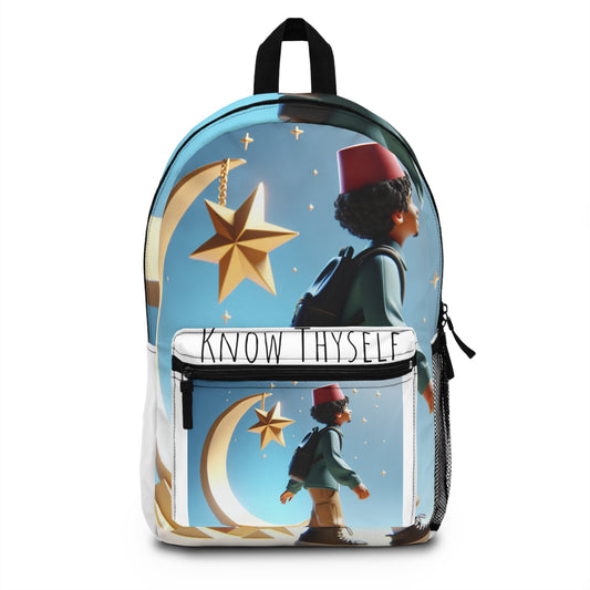 Inspirational Backpack for Kids, Motivational School Bag, Know Thyself Design, Travel Backpack, Unique Gift for Students