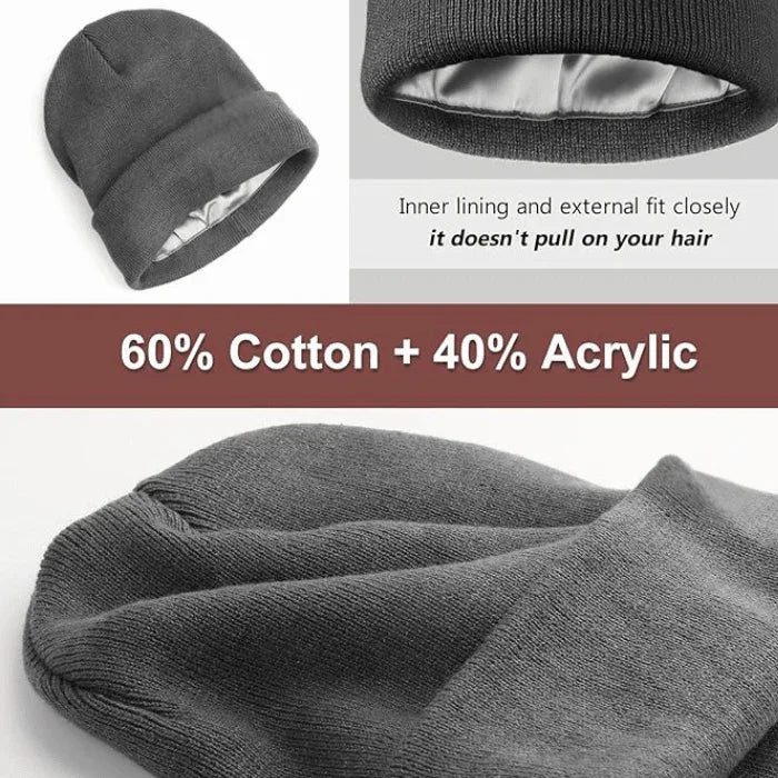Satin Lined Winter Beanie Hat